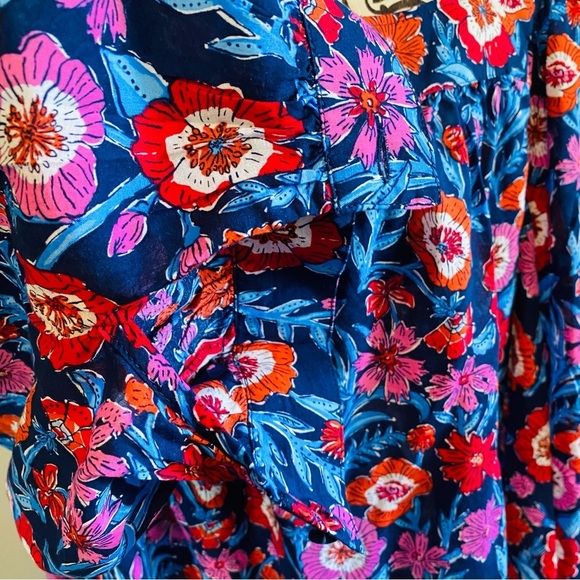 Vineyard Vines Tisbury Floral Long Sleeve Peasant Blouse NWT Sz-2X - Picture 4 of 6